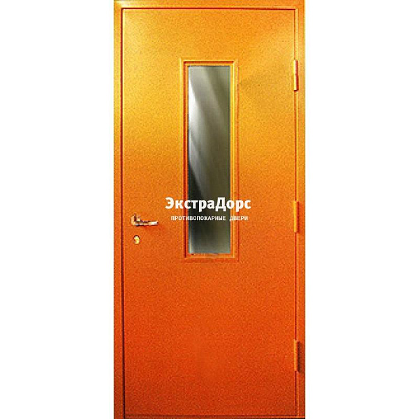 Противопожарная дверь анти-дым оранжевая со стеклом в Дмитрове  купить