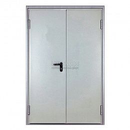 Двухстворчатая дверь с выпадающим порогом противопожарная EI 60 металлическая